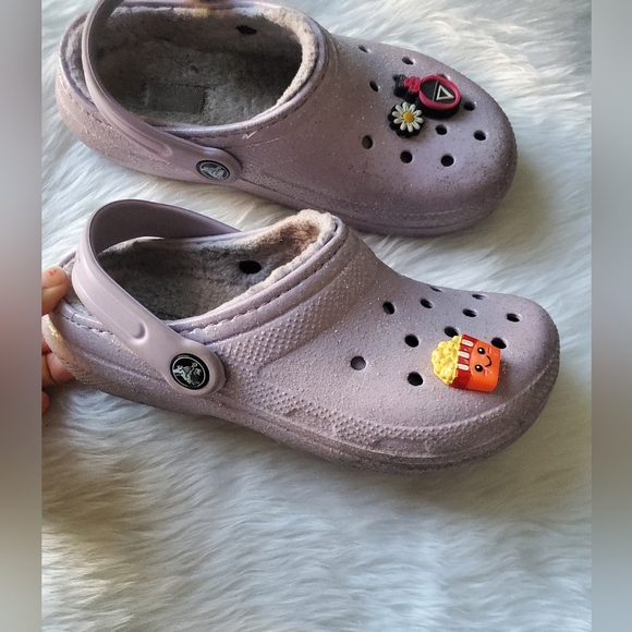 Crocs Lavender Glitter Girls Size 2 Crocs - Picture 2 of 7